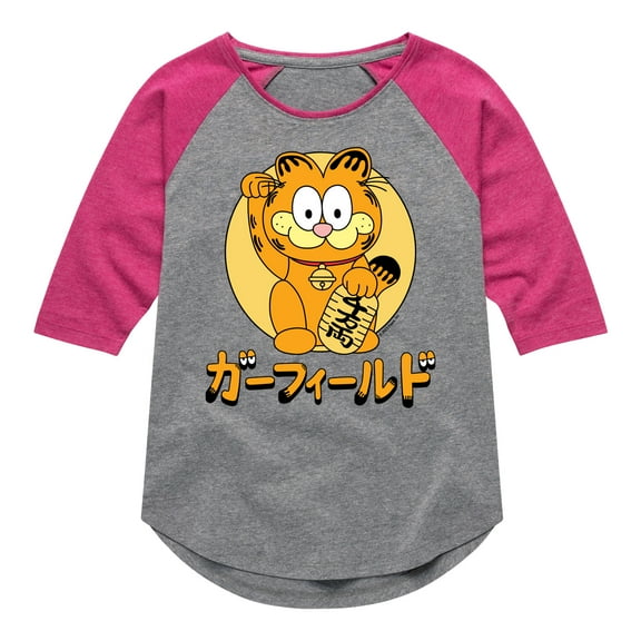 Garfield - Lucky Cat - Toddler & Youth Girls Raglan Graphic T-Shirt