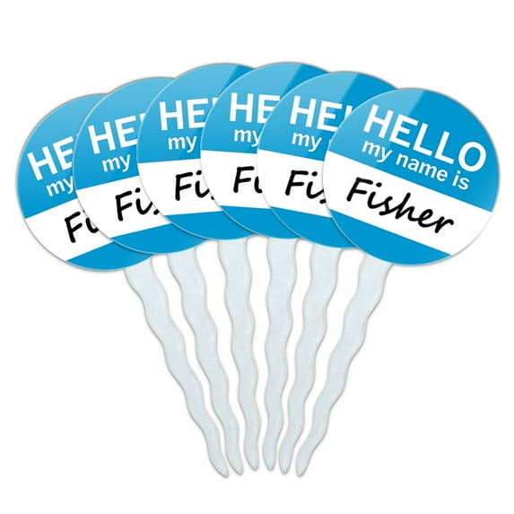 Fisher Hello My Name Is Cupcake Picks Toppers - Set of 6