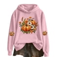 thumbnail image 4 of HCYSFG Womens Halloween Hoodies Pumpkin Floral Print Long Sleeve Hooded Sweatshirt Banded Loose Fit Casual Pullover Top, 4 of 4