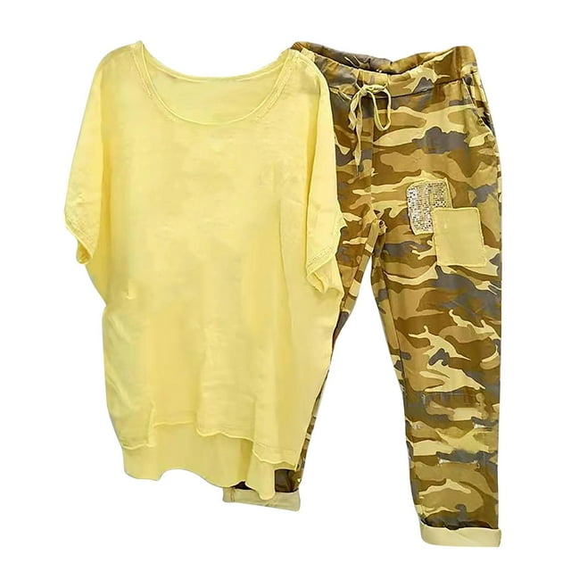 Weiqiqre T-Shirt Graphique Surdimensionné pour Femmes Boho de Randonnée T-Shirt Chandail à Enfiler Hauts + Ensemble Pantalon