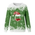 thumbnail image 4 of HNMKIU Hauts à Manches Longues pour Femmes Mode Automne et Hiver Loisirs Vacances Rouge Flocon de Neige Imprimé de Noël Col Rond Sweat à Capuche Manches Longues, 4 of 4