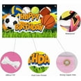thumbnail image 4 of Fondo de cumpleaños deportivo de 5,9 x 3,6 pies, para fútbol, ​​baloncesto, béisbol, voleibol, pancarta de césped para feliz cumpleaños, decoraciones coloridas, pancarta con temática deportiva., 4 of 7