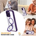 thumbnail image 4 of TECH CIRCLE for iPhone 16 Pro Max Case 6.9" 2024, Clear Back Magnetic Phone Case with Hidden Kickstand, Built-in Screen Protector, Compatible with MagSafe, Protective Lightweight Cute Case, Darkpurple, 4 of 6