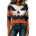thumbnail image 5 of Halloween Long Sleeve Shirts for Women 2026 Plus Size Funny Cute Vintage Teacher Shirts Casual Holiday Tops Clothes Saffron 3XL, 5 of 6