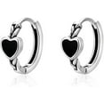 thumbnail image 6 of 925 Sterling Silver Black Heart Hoop Earrings for Women Teens Heart Huggie Earrings Hoop, 6 of 12