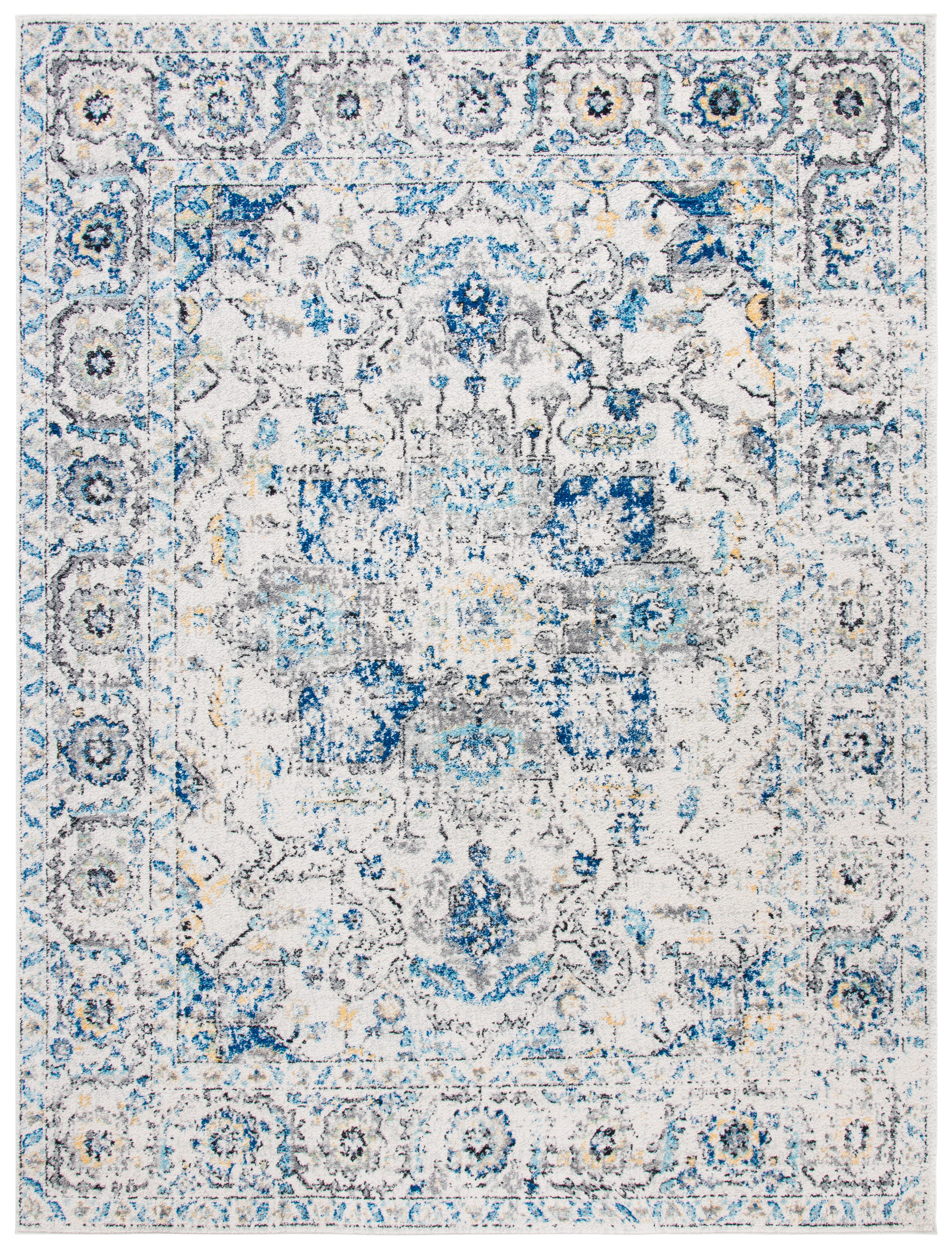 SAFAVIEH Madison Katina Oriental Area Rug, Grey/Ivory, 8' x 10' - Large - Traditional Design, Grey & Ivory, Non-Shedding & Easy Cleaning, Ideal for Living Room, Bedroom, Dining Space