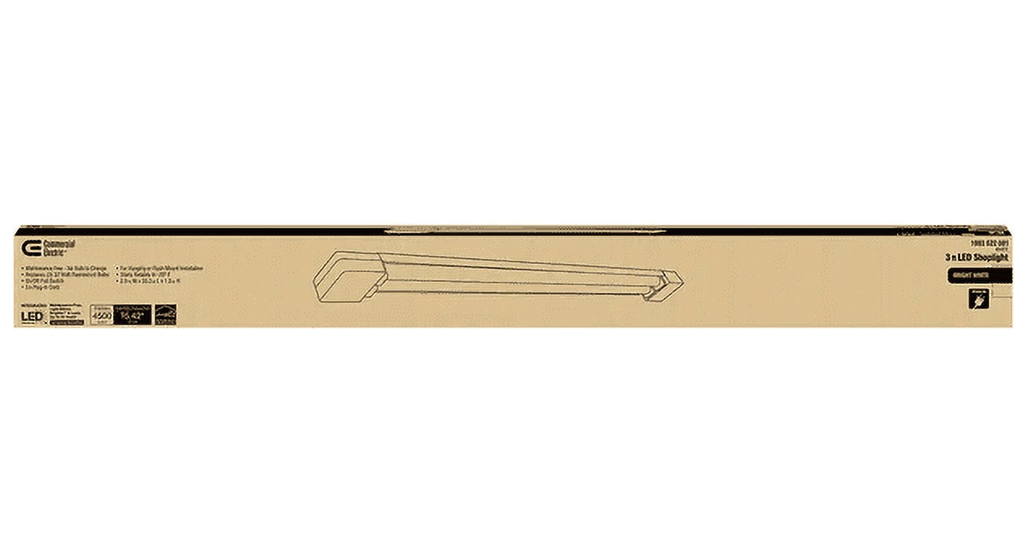 Commercial Electric 3' 2-Light 45-Watt White Integrated Utility LED Shop Light