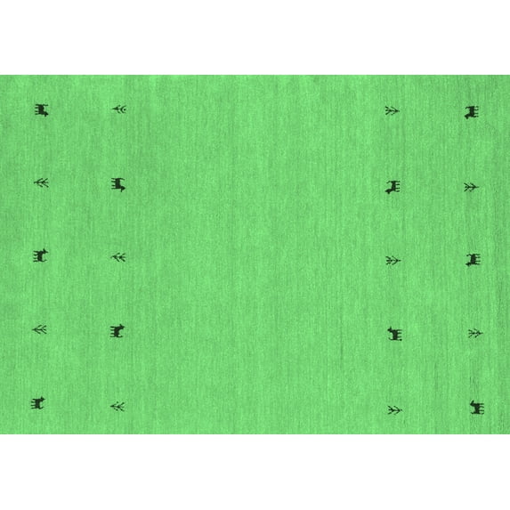 Ahgly Company Indoor Rectangle Solid Emerald Green Modern Area Rugs, 2' x 4'