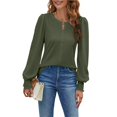thumbnail image 2 of Blusas Informales Elegantes para Mujer, Blusas de Moda para Negocios, Camisas de Larga con Cuello Redondo, Conjuntos de Otoño para Maestras. Verde XXL, 2 of 7