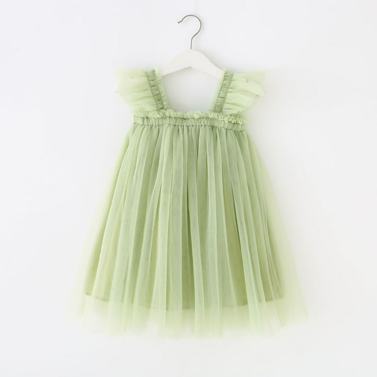 Fesfesfes Girls Summer Dress Infant Baby Girl Green Fly Sleeve Mesh Dress +  Headband - Walmart.com