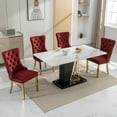 thumbnail image 3 of ODUSE-DAILY Burgundy Velvet Dining Chairs Set of 4, Kitchen & Dining Room Chairs, Nailheads Tufted Chair, Sillas De Comedor, Fabric Upholstered, Golden Metal Legs (Wine Red, 4 Pcs), 3 of 12