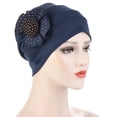 thumbnail image 2 of Women Elastic Big Flower Turban Chemo Beanie Hair Loss Chemo Cap Hat, 2 of 8