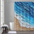 thumbnail image 5 of Coastal Ocean Bathroom Shower Curtain, Beach Dark Blue Waves Gradient Oil Painting Waterproof Washable Soft Bath Curtain for Bathtub Decor with 12 Hooks&Grommet, 60x72 Inch, 5 of 9