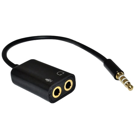 Grofry 3.5mm Audio Splitter Cable Small Compatible Plastic Practical Audio Adapter for Mic Black Audio Splitter Cable