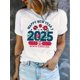 thumbnail image 1 of Camiseta de cuello redondo para mujer (diseño colorido), estampado floral del alfabeto de Carolina del Norte 2025, tejido de punto de algodón informal con elasticidad media, top de verano cómodo para, 1 of 5