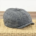 thumbnail image 5 of HNMKIU Newsboy Hats for Men Plaid Cabbie Flat Cap Classic Artist Beret Unisex Mens Hats Z02_Grey,M, 5 of 5