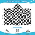 thumbnail image 2 of Black and White Wavy Checkerboard Pattern Hooded Bath Towel，60"x35" for Ages 3 To 12 Kids, Quick Dry Lightweight Soft Microfiber Hood Beach Towel Cover Up for Kids, 2 of 7
