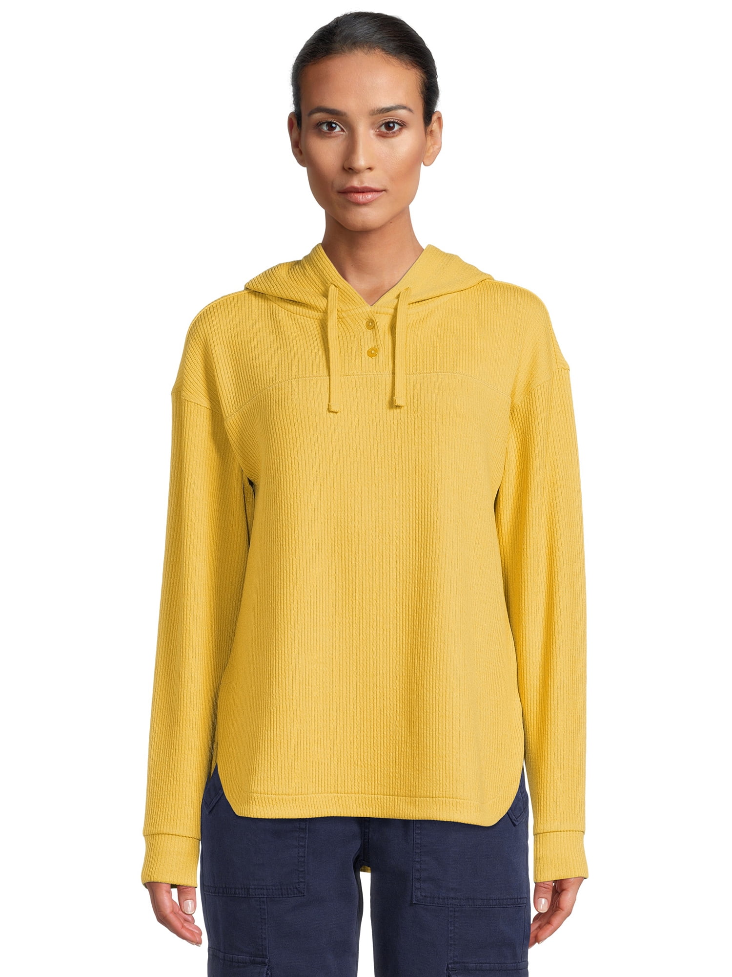 Time and Tru Women's Rib Tunic Hoodie, Sizes XSXXXL