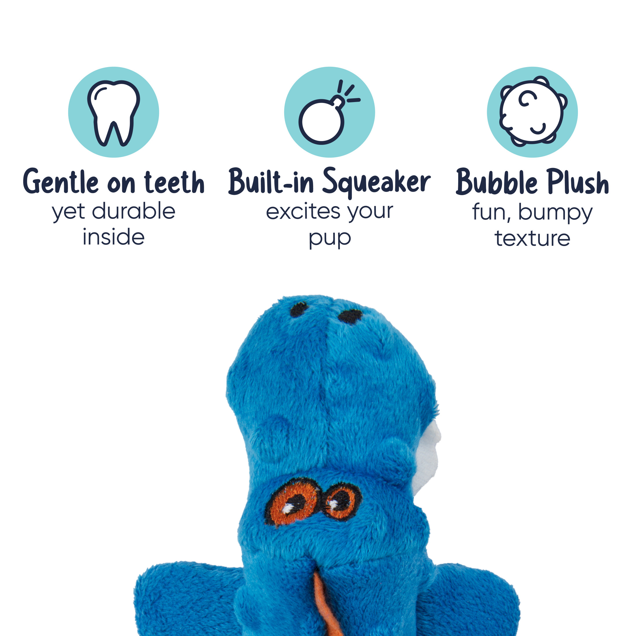goDog Just For Me Gators Squeaky Plush Toy, Mini, Blue photo 3
