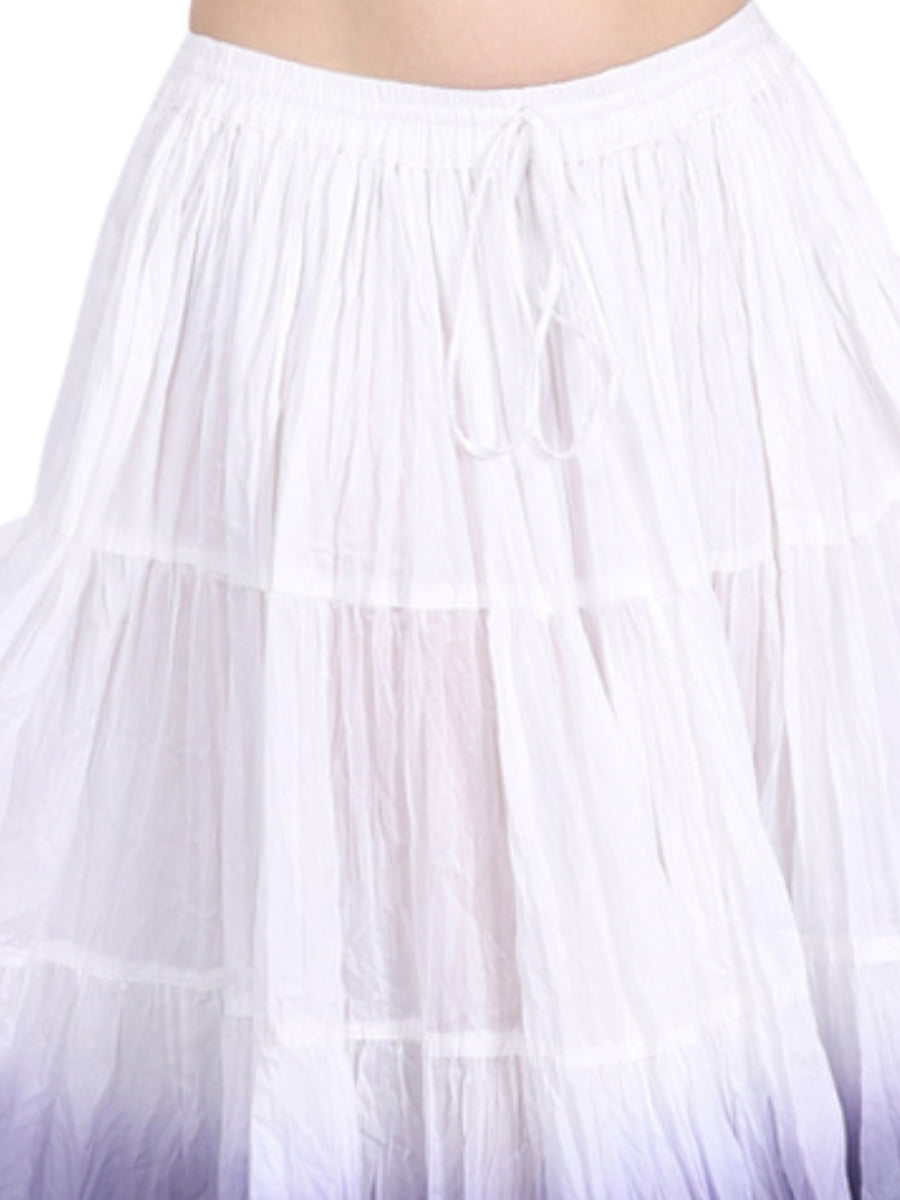 Wevez Women's ATS Tribal Dip Dye 25 Yard Skirt | Handmade Cotton Skirt | Elastic & Drawstring Waist (Black/Hot Pink/Violet) - View #12