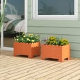 thumbnail image 2 of Gymax 2 Pack Rectangular Planter Box Weather-resistant HDPE Flower Pot w/ Drainage Gaps Orange, 2 of 10