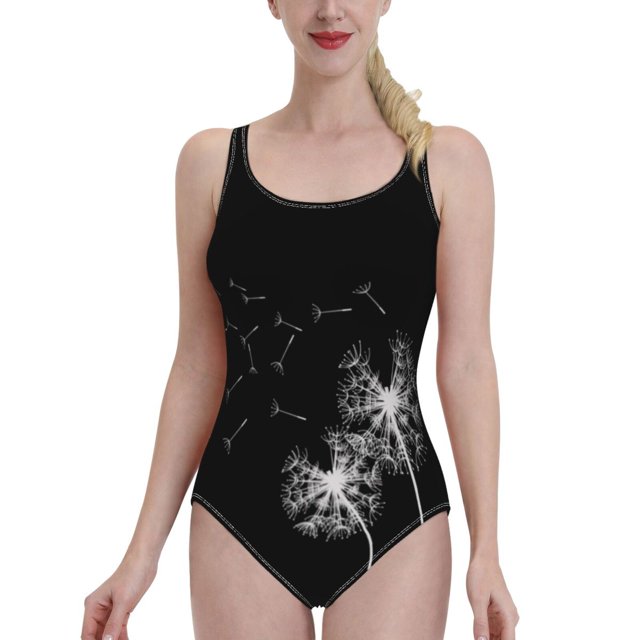 Pusteblumen-Dandelions Deep V-Neck Halter One-Piece Swimsuit Ladies Monokini Beach Bathing Suits Swimwear Pusteblumen