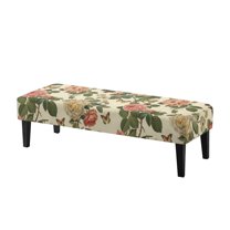 Whosucclay Rose Floral Butterfly Print Stretch Dining Bench Cover Wear Resistant Dining Chair Slipcovers for Living Room, Bedroom, Kitchen Removable Bench Seat Cushion Covers Seat Protector