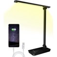 thumbnail image 1 of Lámpara de escritorio LED, 3 niveles de brillo, 5 modos de color con cabezal giratorio y ajustable, protección contra contactos con puerto de carga USB para cargar teléfonos inteligentes (negro) oso de fresa Electrónica, 1 of 5