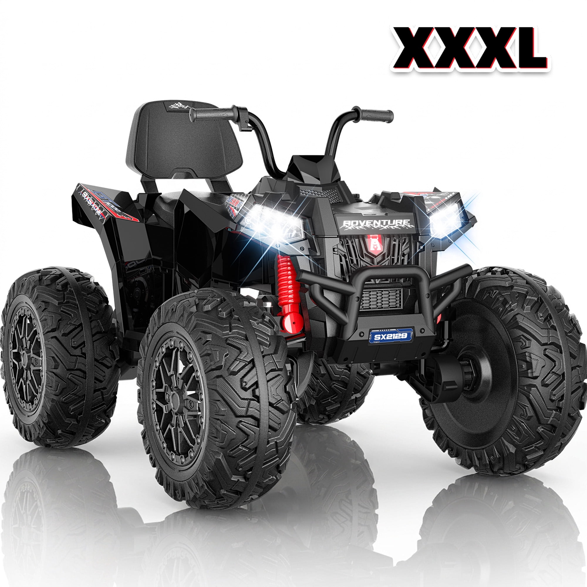 TOYBSNR 24V Kids ATV, 2-Seater 4WD Ride on Toys for Big Kids Ages 5-14, XXXL Powered Ride on Electric Car, 4 Wheeler with EVA Tires, Bluetooth, Music, Spring Suspension, Max 7.5MPH, Black