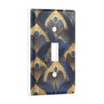 thumbnail image 2 of Yayeee Toggle Light Switch Wall Plate 1-Gang 4.5"x2.7" Home Decorative Outlet Cover, Blue Peacock Feathers Pattern, 2 of 7