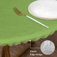 thumbnail image 4 of Abstract Solid Color Round Fitted Table Cover Simple Avocado Green Low Saturation Waterproof Table Cloth with Elastic Edge Wipeable Tablecloth for Picnic Camping Party Fits 45"-54" Diameter, 4 of 8