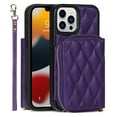 thumbnail image 1 of TECH CIRCLE Case for iPhone 13 Pro Max  6.7 Inch,Hybrid Leather Shoulder Strap Zipper Purse Card Holder Kickstand Detachable Wrist Strap,Purple, 1 of 8