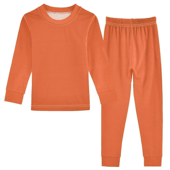 joogoo Orange Background 2 Piece Long Sleeve Tee and Pants Cotton Pajama Set 5Y