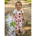 thumbnail image 3 of BemeyourBBs Toddler Baby Girl Summer Clothes Infant Baby Girls Overalls Romper Jumpsuit Cute Strawberry Floral Print Sleeveless Adjustable Strap Overall Pants with Pockets, 3 of 9