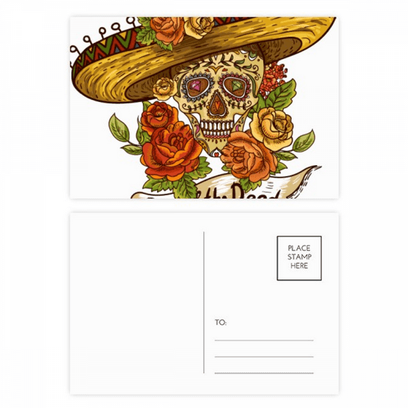 Sombrero Suger l Mexico Day of the Dead Postcard Set Birthday Mailing Thanks Greeting Card