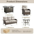 thumbnail image 7 of Unnifurnzi 8 Pieces Patio Furniture with Fire Pit-6'' Thick Cushions Outdoor Furniture with Swivel Rocker Chairs Outdoor Couch Wicker Patio Furniture For Deck Porch Garden Poolside-Brown/Beige, 7 of 7