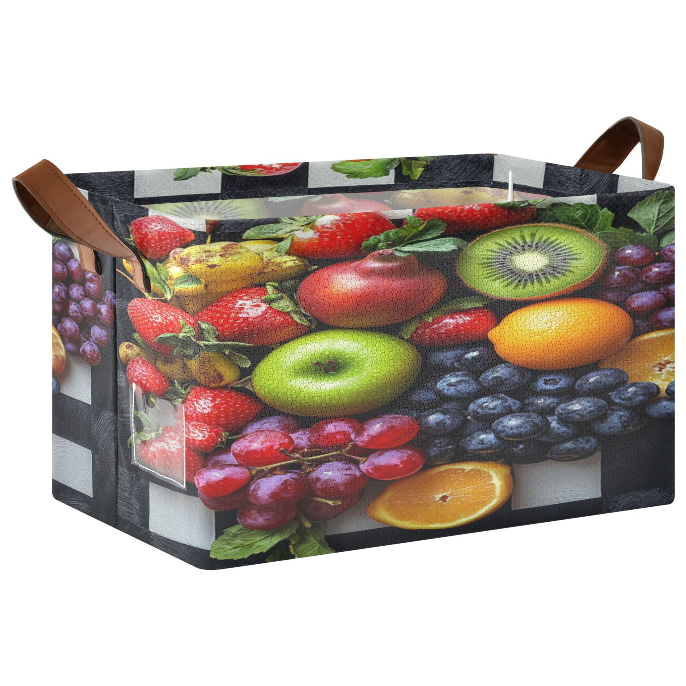 BZSMCE Collapsible Fabric Cube Storage Bins Fruit Painting Photo Design Pattern Storage Box