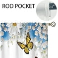 thumbnail image 2 of Teal Floral Butterfly Kitchen and Bathroom Curtains - Daisy Floral Pattern - 28x40" Tiered Spring Cafe and Bedroom Short French Door Curtains with Rod Cover, 2-Pack, 2 of 8