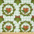 thumbnail image 2 of Ambesonne Christmas Fabric by the Yard Microfiber, Coffee Pattern Pines Art, 1 Yard, Olive Green Paprika, 2 of 2
