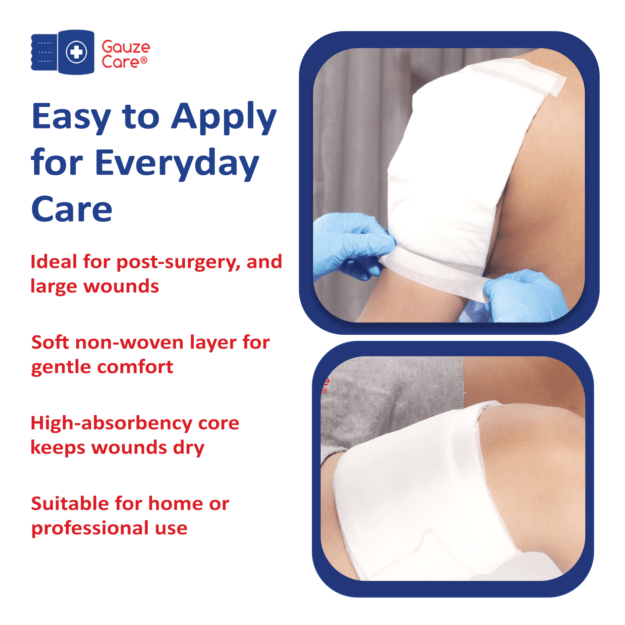 Gauze Care Abdominal Pads, 40 Count, 8"x10" Sterile, Extra Absorbent, Non-Stick, for Heavy Wounds and First Aid Kits