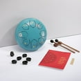thumbnail image 2 of Steel Tongue Drum, 6 Inch 8 Note Steel Hand Drum with Bag, Music Book, Drumsticks, Mallet Holder and Finger Paddles, for Camping, Meditation or Yoga .(Moss Blue), 2 of 9