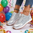 thumbnail image 7 of Glitter Sneakers for Womens Lace Up Sequin Orthopedic Sneakers (Silver 40), 7 of 7
