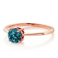 thumbnail image 5 of Gem Stone King 10K Rose Gold London Blue Topaz Solitaire Engagement Ring | 1.10 Cttw | Round 6MM | Wedding Anniversary Promise Gold Ring for Women | Size 8.5, 5 of 5