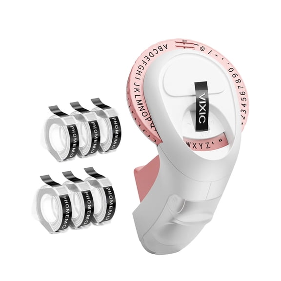 Portable E975 Label Maker, Manual Embossing Device for Home Office, Kitchen Storage & Tags