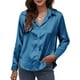 thumbnail image 1 of Camisa de satén sólido para mujer Camisas casuales con botones de manga larga Eccomum Azul/Medio, 1 of 7