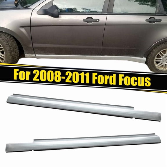 Pair For 2008 2009 2010 2011 Ford Focus Silver Slip-on Rocker Panel  Left Right