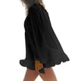 thumbnail image 2 of Women Boho Flowy Sheer Blouse Y2k Lace Trim Ruffled Long Sleeve Shirts Front Tie Oversized Tops, 2 of 7