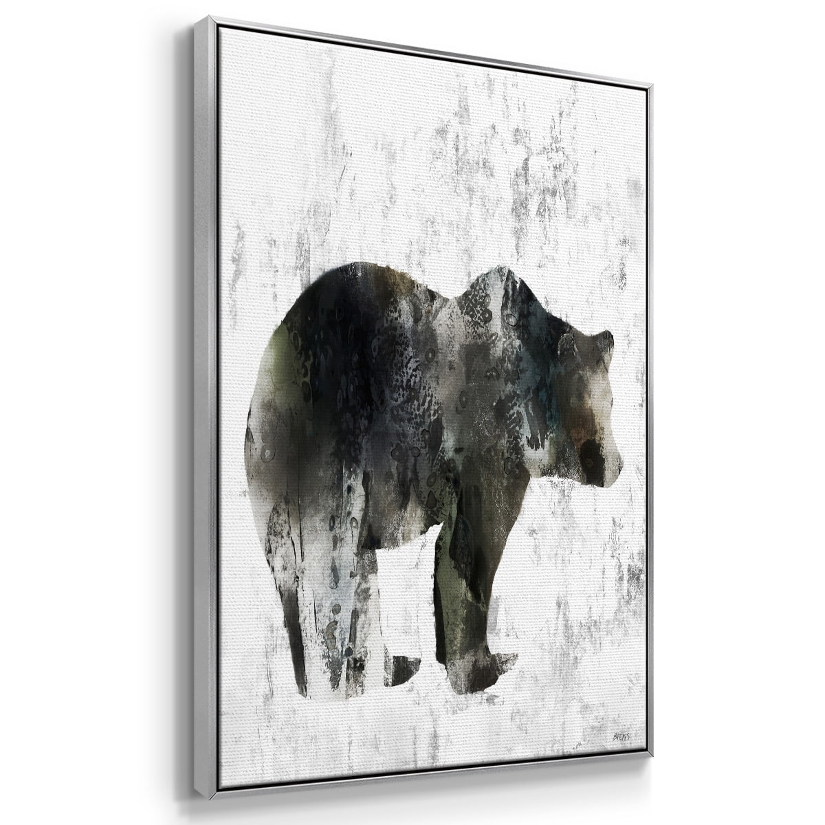 Bear Totem Framed Premium Gallery Wrapped Canvas - Ready to Hang - 25 x 37 - Silver Floating Frame