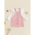 thumbnail image 3 of Suealasg Little Girls 2Pcs Corduroy Overall Dress Outfit 1T 2T 3T 4T 5T Toddler Girls Long Sleeve Crew Neck T-shirt +Corduroy Overall Dress Child Girls Fall Clothes, 3 of 7