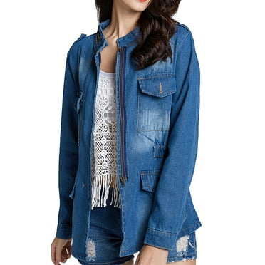Viikei Womens Denim Jackets Plus Size Denim Jackets for Women Clearance